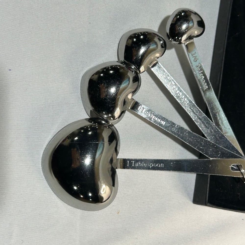 Heart Shaped Measuring‎ Spoons Set Kitchen Baking Utensils Stainless Steel NEW